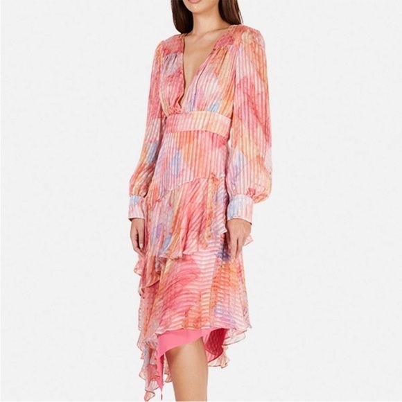 LoveShackFancy Meridian Dress NWT rainbow cloud size 4 small 100% silk - Picture 3 of 8